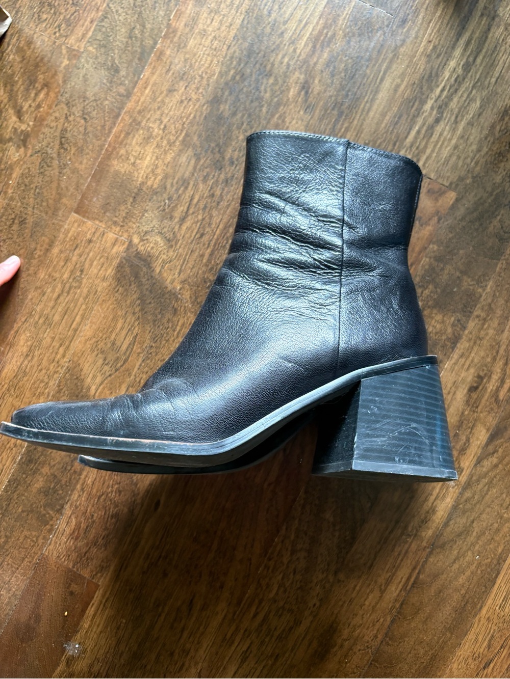 Sam Edelman Black Leather Square-Toe Ankle Booties